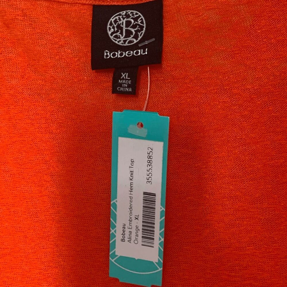 New XL Summertime Orange Eyelet Tunic Boho Embroidered Bobeau Alina Top - Picture 3 of 6